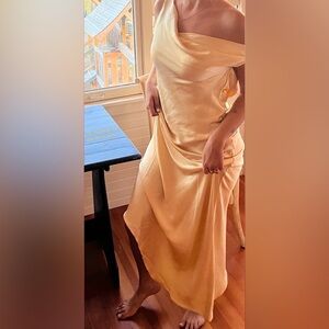 Meshki Yvette Dress in butter yellow.